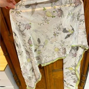All Saints Silk White and Green Scarf